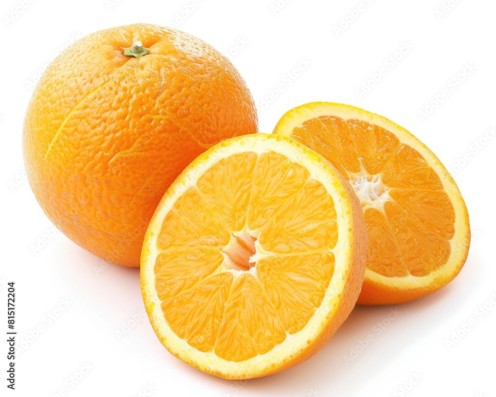Sweet Orange. Fresh Citrous Fruit Isolated on White Background