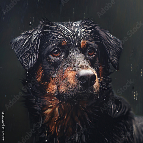 A wet dog. Image made by artificial intelligence.