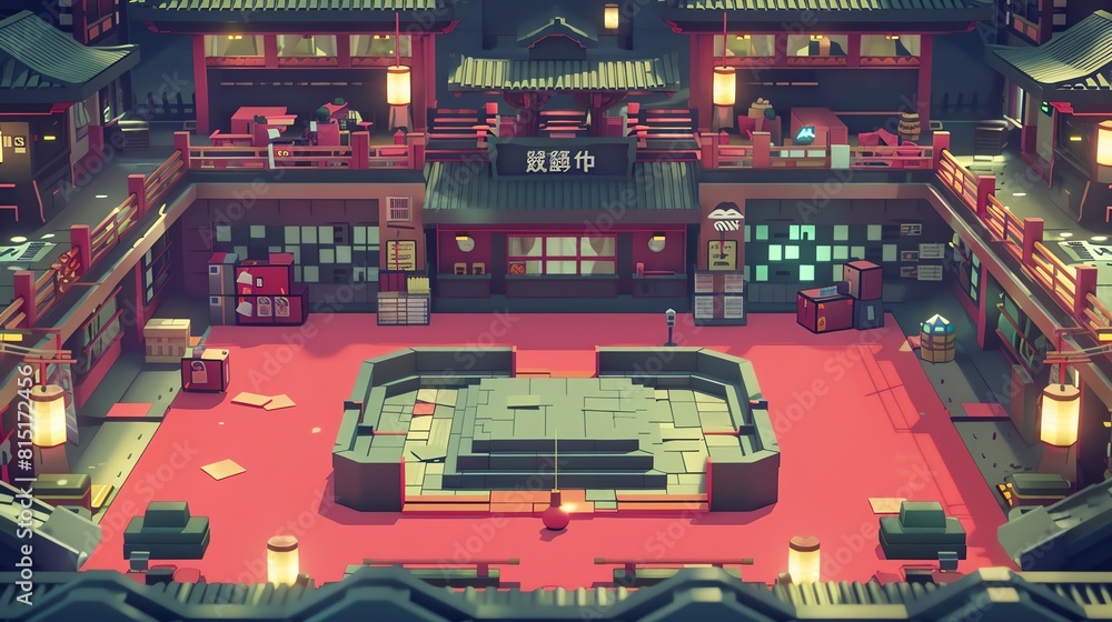 A top-down view of a martial arts school