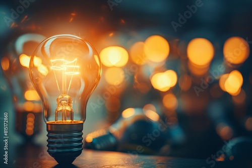 Idea light bulb. Concept of new idea, innovation, creative thinking and problem solving.