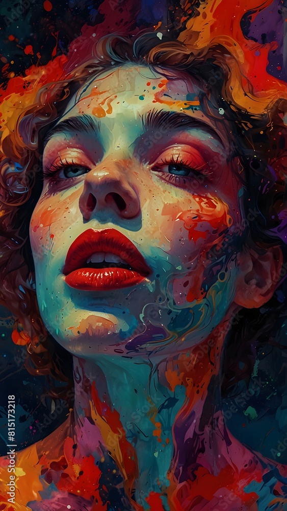 painting of a woman with a red lipstick and a cross on her face, expressive beautiful painting, beautiful art uhd 4 k, digital painting art, art of alessandro pautasso, digital art painting, beautiful