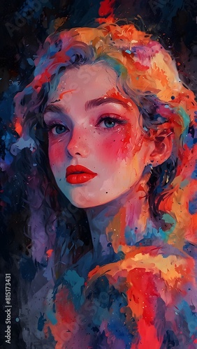 painting of a woman with a red lipstick and a cross on her face, expressive beautiful painting, beautiful art uhd 4 k, digital painting art, art of alessandro pautasso, digital art painting, beautiful