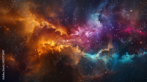 Amazing space nebula with bright stars.