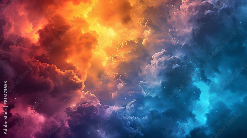 The image is a depiction of a colorful nebula The image is a depiction of a colorful nebula