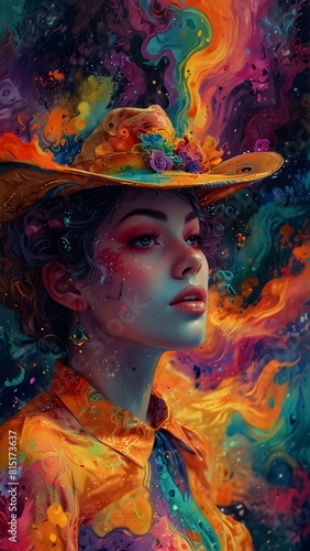 painting of a woman with a hat and dress in a city, elegant digital painting, gorgeous digital painting, beautiful character painting, digital art oil painting, beautiful gorgeous digital art, beautif