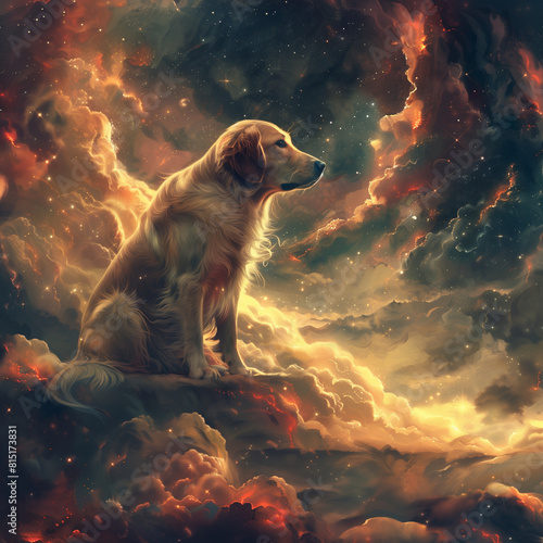 golden retriever puppy in the sky 