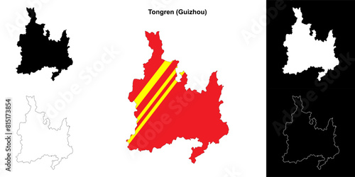 Tongren blank outline map set photo