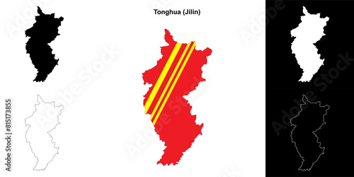 Tonghua blank outline map set