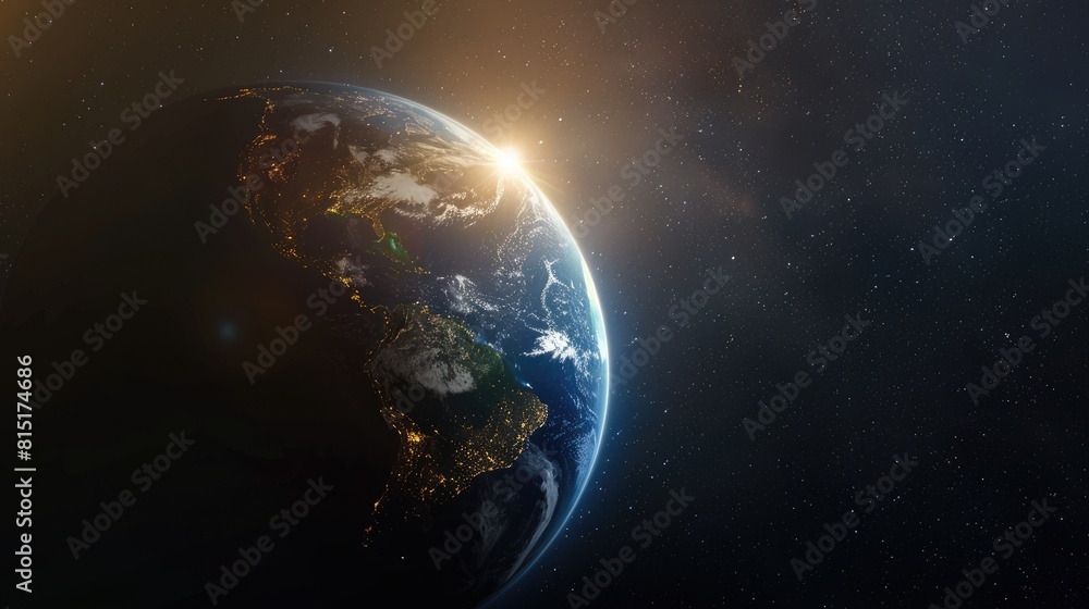 Naklejka premium Day and night the Earth abides in its timeless dance of light and darkness