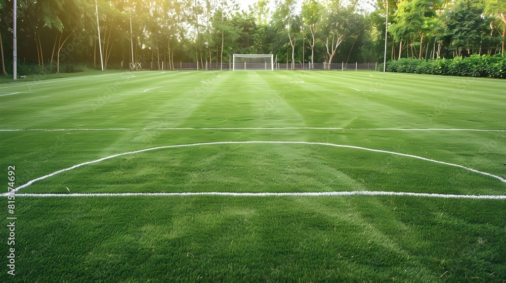 Fototapeta premium Soccer Grass Field with Chalk Lines