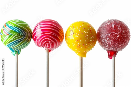 Color lollipop, candy on stick, colorful lollypops, round fruit caramel, multicolored confectionery © Gleb
