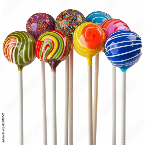 Color lollipop, candy on stick, colorful lollypops, round fruit caramel, multicolored confectionery © Gleb