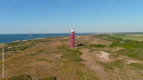 Aerial view of the Westhoofd Lighthouse at Ouddorp Beach. photo