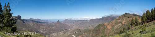 Panoramic view from the Degollada de Becerra viewpoint where you can see the Roque Nublo and Teide peak photo