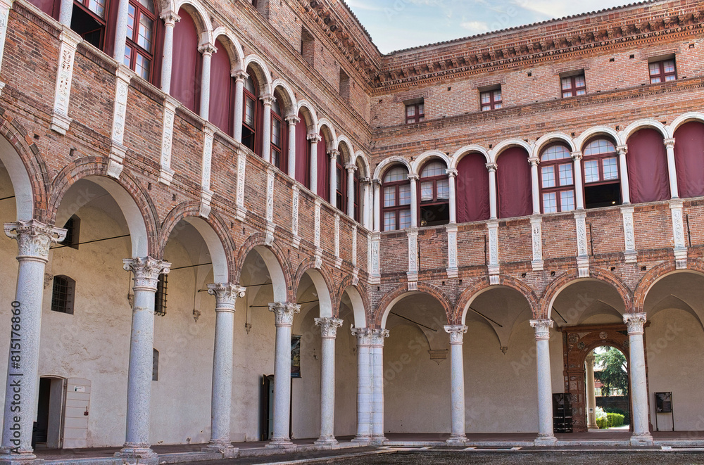 Naklejka premium Palazzo Costabili, also known as Palazzo di Ludovico il Moro, in Ferrara (Italy) is a Renaissance architectural masterpiece and is considered the masterpiece of the famous architect Biagio Rossetti.