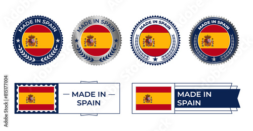 Spain Flag, Spain Flag Stamp, Made in Spain. Spain Verified, Country Flag Stamp, Verified, Certified, Made in, Tag, Seal, Stamp, Silver, Flag, Icon vector.