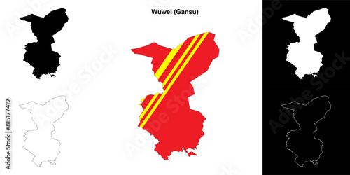 Wuwei blank outline map set photo