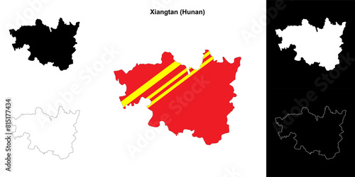 Xiangtan blank outline map set