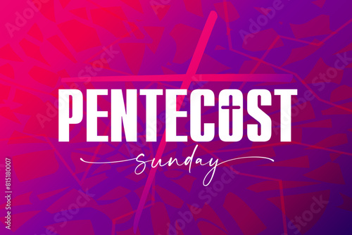 Pentecost Sunday Christian lettering design. The Outpouring of the Spirit creative calligraphy for church web slide. Vector illustration