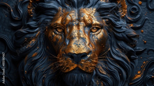 3d relief lion background wallpaper