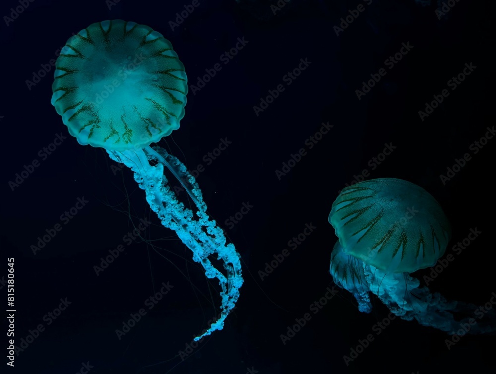 Jellyfish gracefully floating in the aquarium Jellyfish gracefully floating in the aquarium