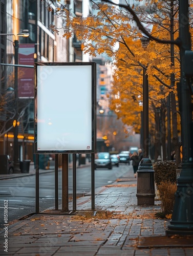Blank billboard sign mockup in the urban environment, on the facade, empty space to display your advertising or branding campaign