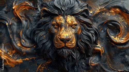 3d relief lion background wallpaper © Art Wall
