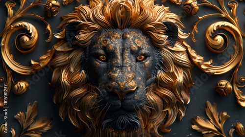 3d relief lion background wallpaper © Art Wall