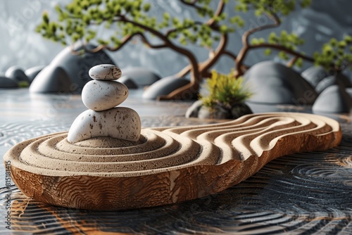 Find peace and mindfulness in this serene Zen oasis, where simplicity and balance reign supreme. photo