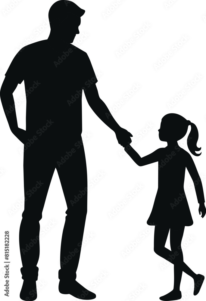 vector silhouette illustration depicting a father tenderly holding His daughter's hand vector silhouette illustration depicting a father tenderly holding His daughter's hand