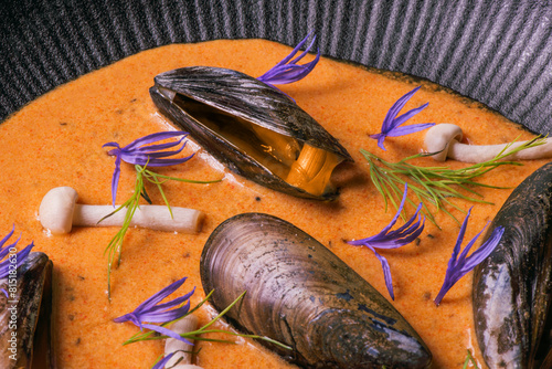 Gourmet Mussels with mushrooms and dill