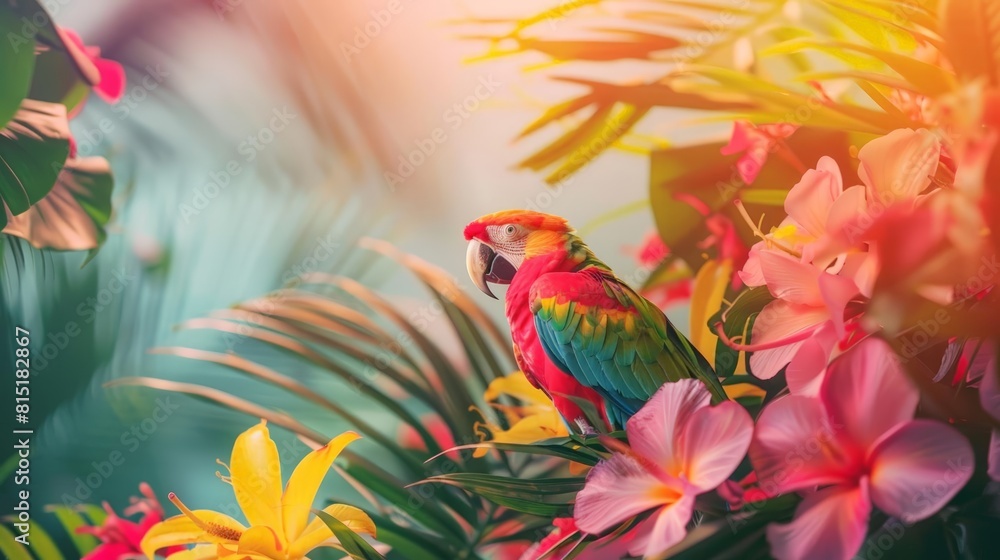 Naklejka premium The scarlet macaw is a large, brightly colored parrot native to tropical South and Central America