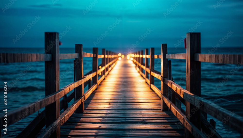 Fototapeta premium Pier at sunset. Sea pier in the evening light