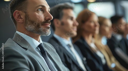 Business professionals participating in a roleplaying exercise at a customer service training seminar
