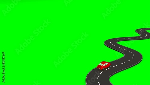 Animation of a red car running around a curve.
It runs forever without interruption.
The background is a green backdrop.