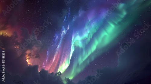 Colorful abstract background. Northern lights in the night sky.