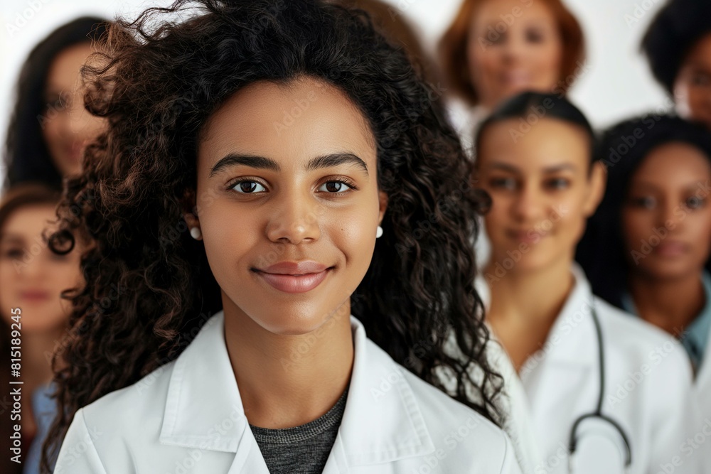 Confident Young Female Doctor Leading A Diverse Group Of Medical Professionals Confident Young Female Doctor Leading A Diverse Group Of Medical Professionals