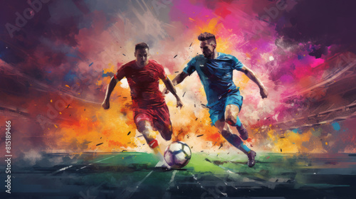 football action scene with competing soccer players © neirfy