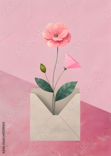 Card, greeting card, letter, background for notebook, planner, album, greeting card with flowers, art, illustration pink flower