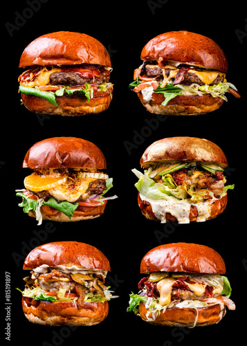 six classic delicious and appetizing burgers Unhealthy eating