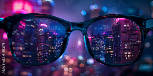 Modern bright city view through eye glass © Sajid Jani