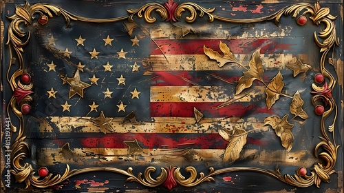 Vintage Pattern Homage An Illustrative Reimagining of the American Flag photo