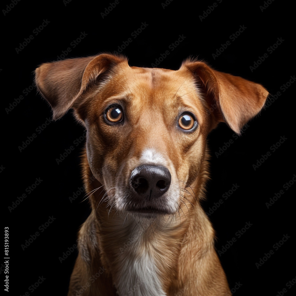 Scared Dog on Black Background Scared Dog on Black Background