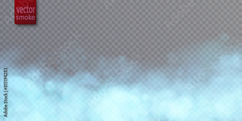 Blue Transparent nebula vector background. Colorful smoke smog on a transparent background. Vector