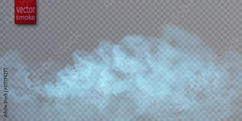 Blue Transparent nebula vector background. Colorful smoke smog on a transparent background. Vector