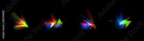 Vector Overlay effect of blurred colorful refraction of light reflections. Light lens prism effect. Light effect for vector illustration.