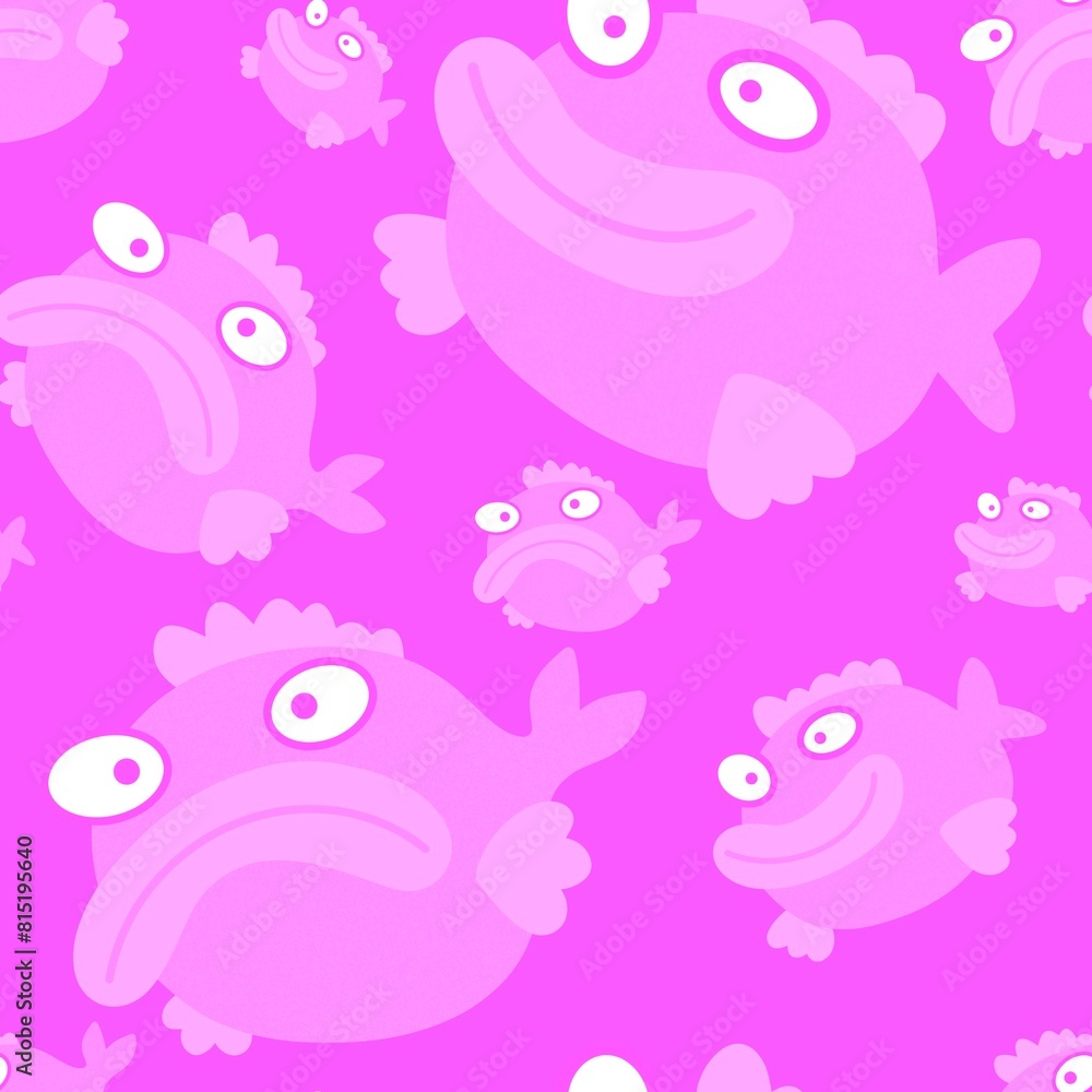 Cartoon sea animals seamless fish pattern for wrapping paper and fabrics