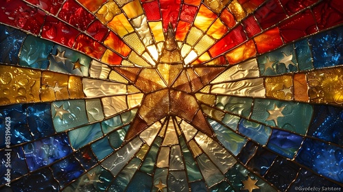 Radiant American Flag Design Shines in JewelCut Stained Glass Window photo