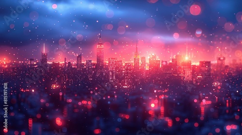 Electric city atmosphere shines in bokeh. 