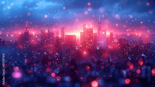 Bokeh-filled cityscape captures urban allure.